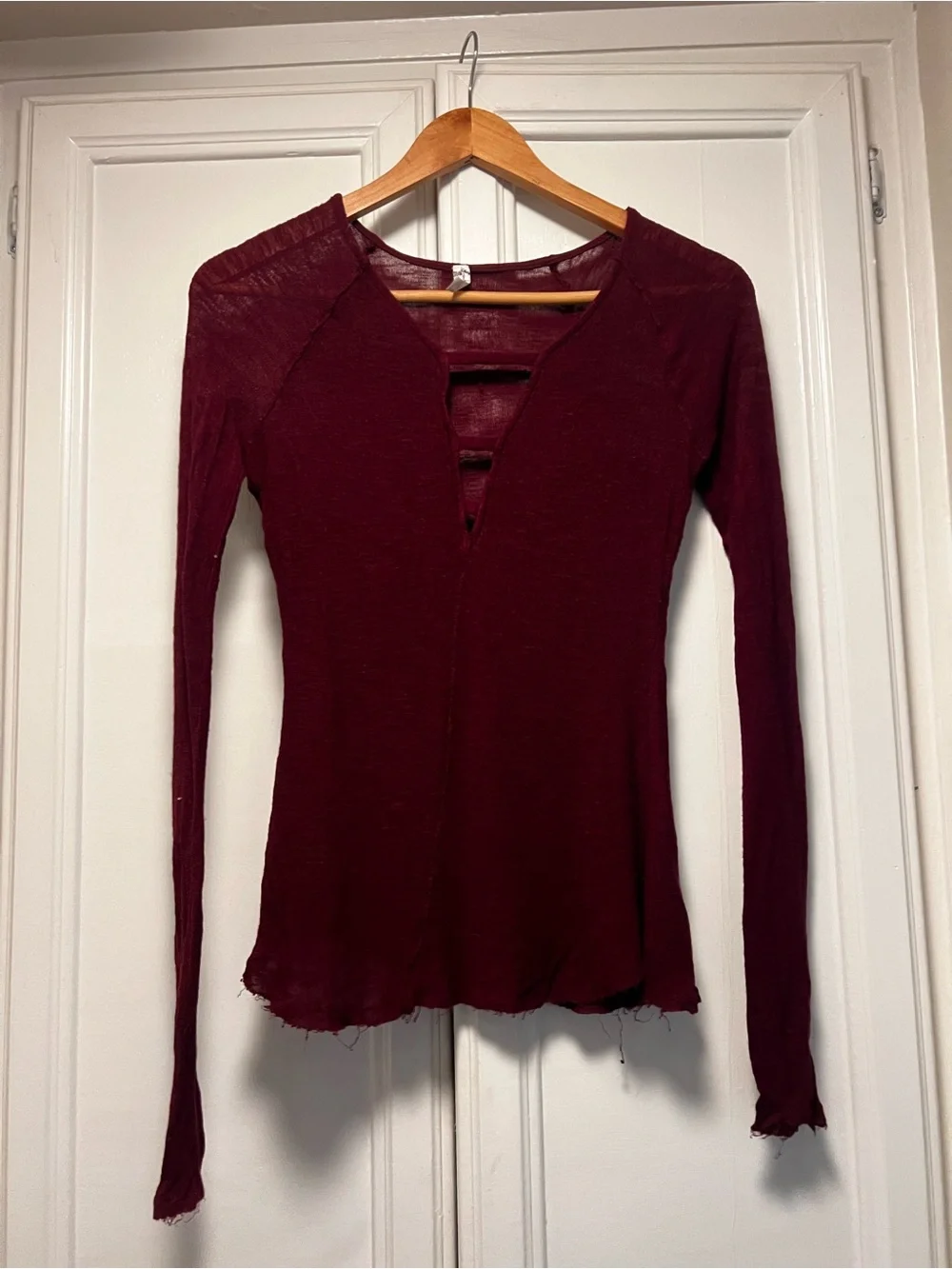 Free People We The Intimately Bae Bae Layering Lightweight Top Burgundy Sz Small